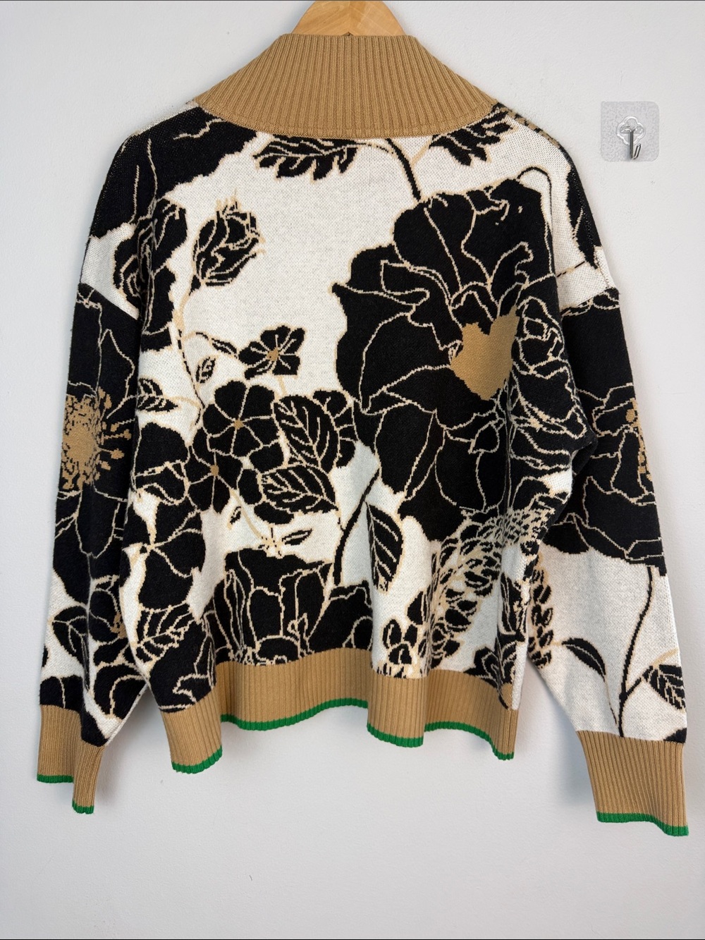 Anthropologie Maeve Montana Mock Neck Half Zip Sweater Medium Floral Cozy Office - Picture 11 of 16